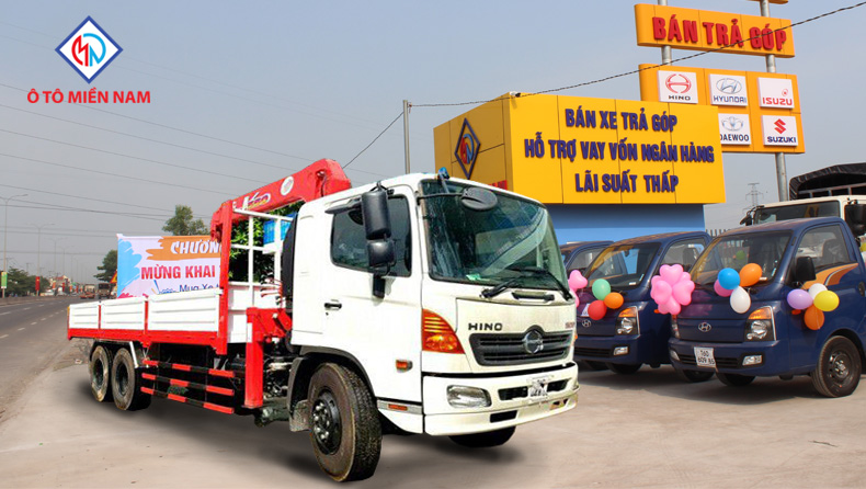 dòng xe tải Hino gắn cẩu